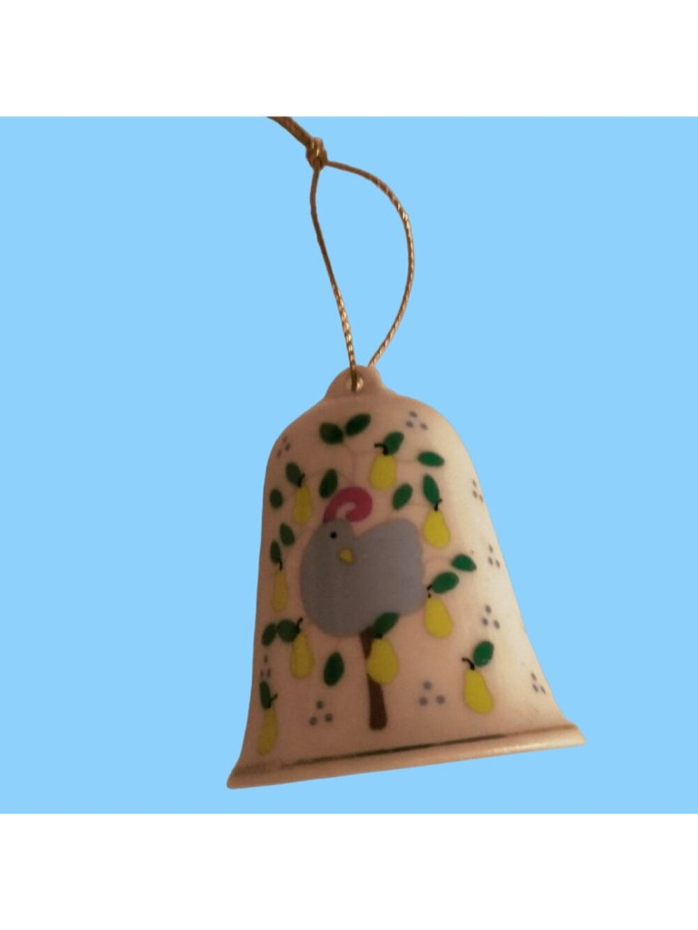 Lillian Vernon Ceramic Bell Partridge in a pear tree 12 Days of Christmas White